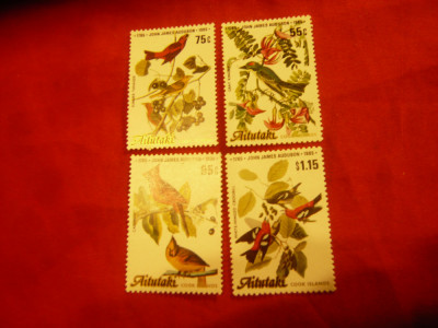 Serie mica Aitutaki 1985 J.Audubon - Flora-Fauna , 4 valori (din 5) foto