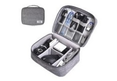 Organizator pentru cabluri/accesorii electronice, gri, 24.5x18.5x10 cm