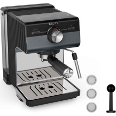 Espressor manual Krups Authentic+ C80 XP384G10, 15 bari, rezervor apa detasabil 2 L, duza spumare lapte, functie apa fierbinte, compatibilitate paduri