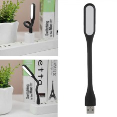 Lampa de Citit LED, USB, Braț Flexibil, Negru, 17x2cm