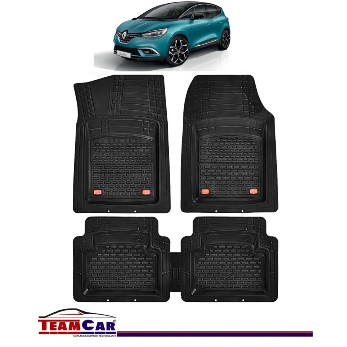 Covorase Auto TeamCar&reg; Tip Tavita Compatibile Renault Scenic IV (2016-2024) Negru Material Rezistent