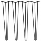 Set 4 picioare pentru mese Krodesign Otel, Negru, Inaltime 91.5 cm, protectie cauciuc