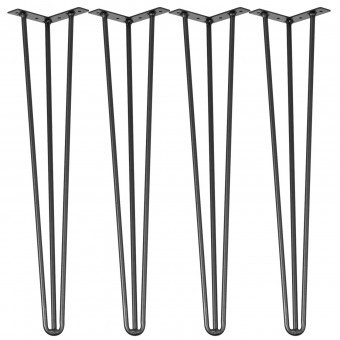 Set 4 picioare pentru mese Krodesign Otel, Negru, Inaltime 91.5 cm, protectie cauciuc foto