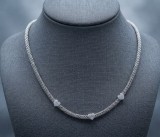 Cumpara ieftin Colier din Argint 925 Shimmering Hearts Mesh , Eleganta Sculpturala E i Stralucire Moderna