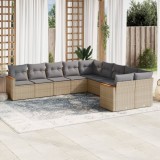 vidaXL Set canapele de grădină cu perne, 10 piese, bej, poliratan 3258755