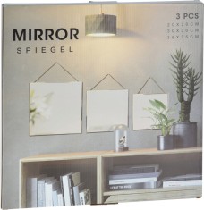 Set Oglinzi Decorative de Perete, 3 Dimensiuni, Rama Aurie