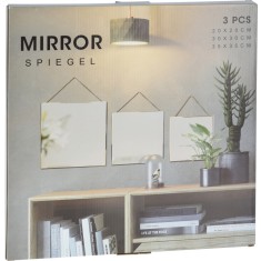 Set Oglinzi Decorative de Perete, 3 Dimensiuni, Rama Aurie