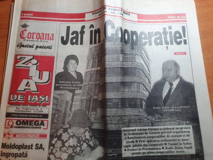 ziarul ziua de iasi 16 august 2002- &quot;jaf in cooperatie&quot;