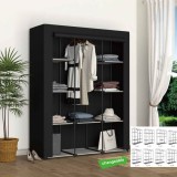 Dulap Textil Negru cu Cadru Metalic și Rafturi Ajustabile, CMCLASS
