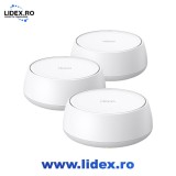 Sistem Wireless Mesh Gigabit TP-LINK Deco BE25 BE3600, Wi-Fi 7, Dual Band 688 + 2882 Mbps, 3 buc, alb