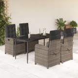 vidaXL Set mobilier de grădină cu perne, 5 piese, gri, poliratan 3212354