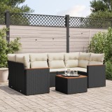 Cumpara ieftin Set canapele de grădină cu perne, 7 piese, negru, poliratan