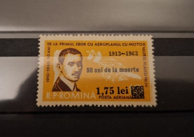 Romania MNH 1963 - 50 de ani de la moartea lui Aurel Vlaicu - LP 567 foto