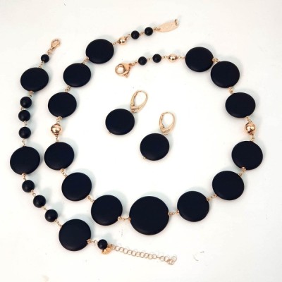 Set Timeless cu discuri din agat negru satinat foto