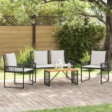 vidaXL Set de Mobilier pentru Exterior 4 pcs Negru și Alb crem 42025166