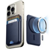 Portofel MagSafe ESR Wallet Boost premium pentru 4 carduri, bleumarin