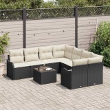 vidaXL Set de canapele pentru grădină cu pernă 9 pcs Negru și Crem