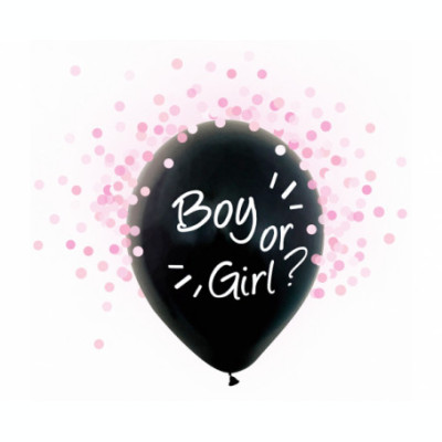 Set 4 baloane si accesorii pentru asteptarea bebelusului BOY or GIRL Culoare Roz foto