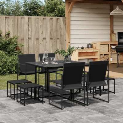 Gossi set mobilier de gradina, 9 piese, negru, textilena foto