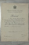Brevet pentru Medalia Meritul Comercial si Industrial cls I , model Carol II , 1930 , acordat in primul an de domnie pt un comerciant din Brasov
