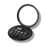 Cumpara ieftin Set cabluri de date multifunctionale, adaptoare USB-C Tip Lightning USB-A Micro-USB, portabil, cu oglinda, negru