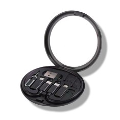 Set cabluri de date multifunctionale, adaptoare USB-C Tip Lightning USB-A Micro-USB, portabil, cu oglinda, negru