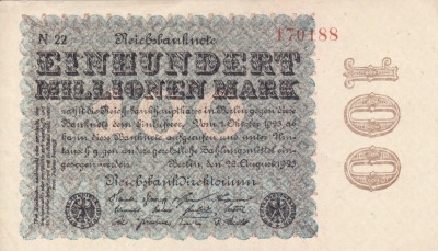 GERMANIA 100.000.000 marci 1923 XF!!! foto