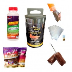 Set pungi solubile PVA nada, incarcator pentru monturi pescuit, liant/aditiv nada, PVA BAG MIX