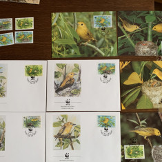 barbados - pasari - serie 4 timbre MNH, 4 FDC, 4 maxime, fauna wwf