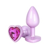 Plug anal TOYJOY Time to Shine, din aluminiu, cu bază &icirc;n formă de inimă, lungime 7 cm, diametru 2.6 cm, culoare roz (10673P)