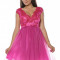 H534-55 Rochie babydoll, de ocazie, cu tulle si detalii brodate