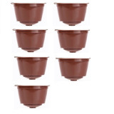 Set 7 capsule reutilizabile cafea compatibile cu Dolce Gusto, Plastic/Silicon, 52 x 35 mm, Maro