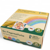 Set 4 culori vopsea organica pentru degete, pentru copii, 2 ani+, pentru pictat direct cu palma sau talpa, Gruenspecht 691-00 Children SafetyCare, GRUNSPECHT