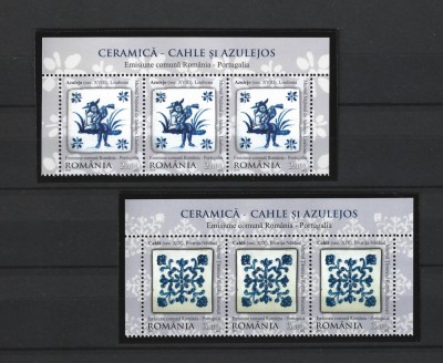 ROMANIA 2010 - ROMANIA-PORTUGALIA, CERAMICA, TRIPTIC DIN MINICOALA - LP 1869 foto