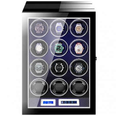 Cutie intors ceasuri automatice cu amprenta iUni, Luxury Watch Winder 12, Carbon foto