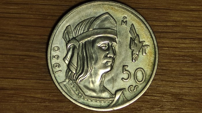 Mexic - moneda de colectie argint - 50 centavos 1950 AU/UNC - Cuauhtemoc - superba!