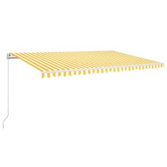 Copertina automata cu senzor vant &amp; LED, galben&amp;alb, 500x300 cm