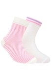 Șosete 1/2 din Bumbac Esli, model 707 (2 perechi) - Alb Roz, 24-26 (16)