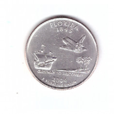 Moneda SUA 25 centi/quarter dollar 2004 P, Florida, stare buna