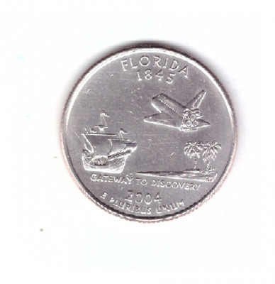 Moneda SUA 25 centi/quarter dollar 2004 P, Florida, stare buna foto