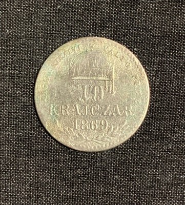 Moneda 10 kreuzer 1869 argint Ungaria foto