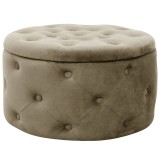 Cumpara ieftin Taburet, rotund, cu spatiu depozitare, catifea, bej, max 80 kg, 55x30 cm, Alia, Akord, Akord Furniture Factory