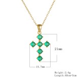Cumpara ieftin Colier din Argint 925 Placat cu Aur Galben , Pandantiv Cruce cu Zirconiu Verde Smarald