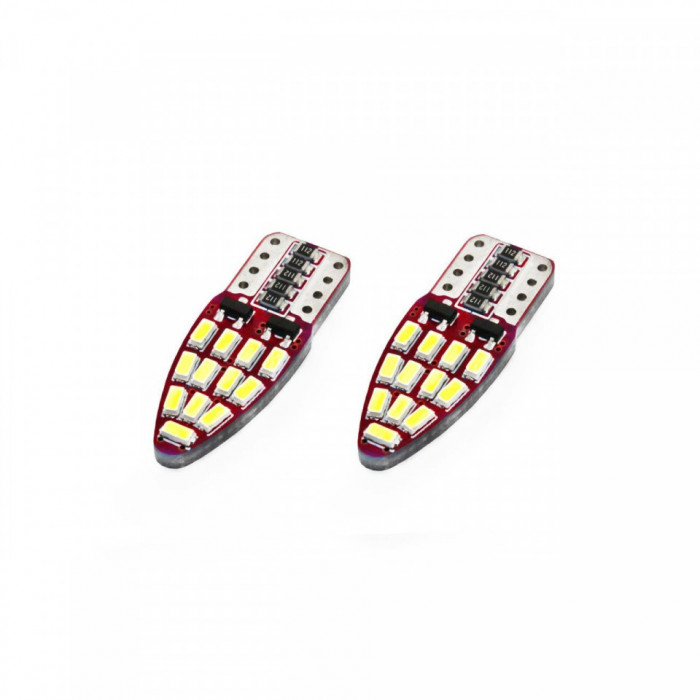 Set becuri auto cu LED CANBUS compatibil T10e W5W 24 SMD Alb 12V, destinat