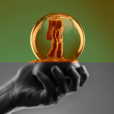 Astronaut Brainteaser glob cu lichid si figurina Paladone cosmos ornament T1 foto