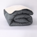 Cumpara ieftin Pilota De Iarna Sherpa Grafit Cu Blanita , Moale Si Confort Absolut 200X210 Cm