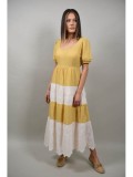 Cumpara ieftin Rochie Boho Chic Lunga Cut Out Patti Galbena S/M. Bumbac, Poliester. Rochie de vara, plaja, ocazii speciale. 