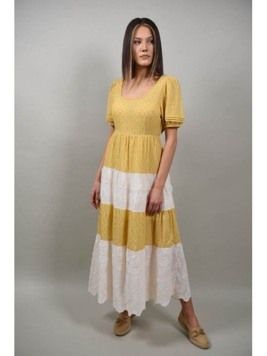 ROCHIE BOHO CHIC LUNGA CUT OUT PATTI Galben S-M