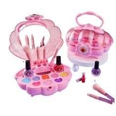 Trusa de machiaj pentru copii WePro Store, lac de unghii, ruj pentru buze, solubile in apa, Non Toxic, Roz, 3 ani +
