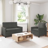 vidaXL Set de canapea 2 pcs Gri &icirc;nchis Țesătură 3417042